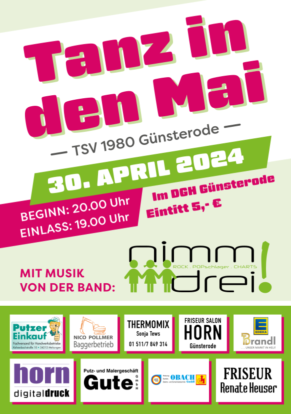 Plakat "Tanz in den Mai" 2024 - TSV Günsterode